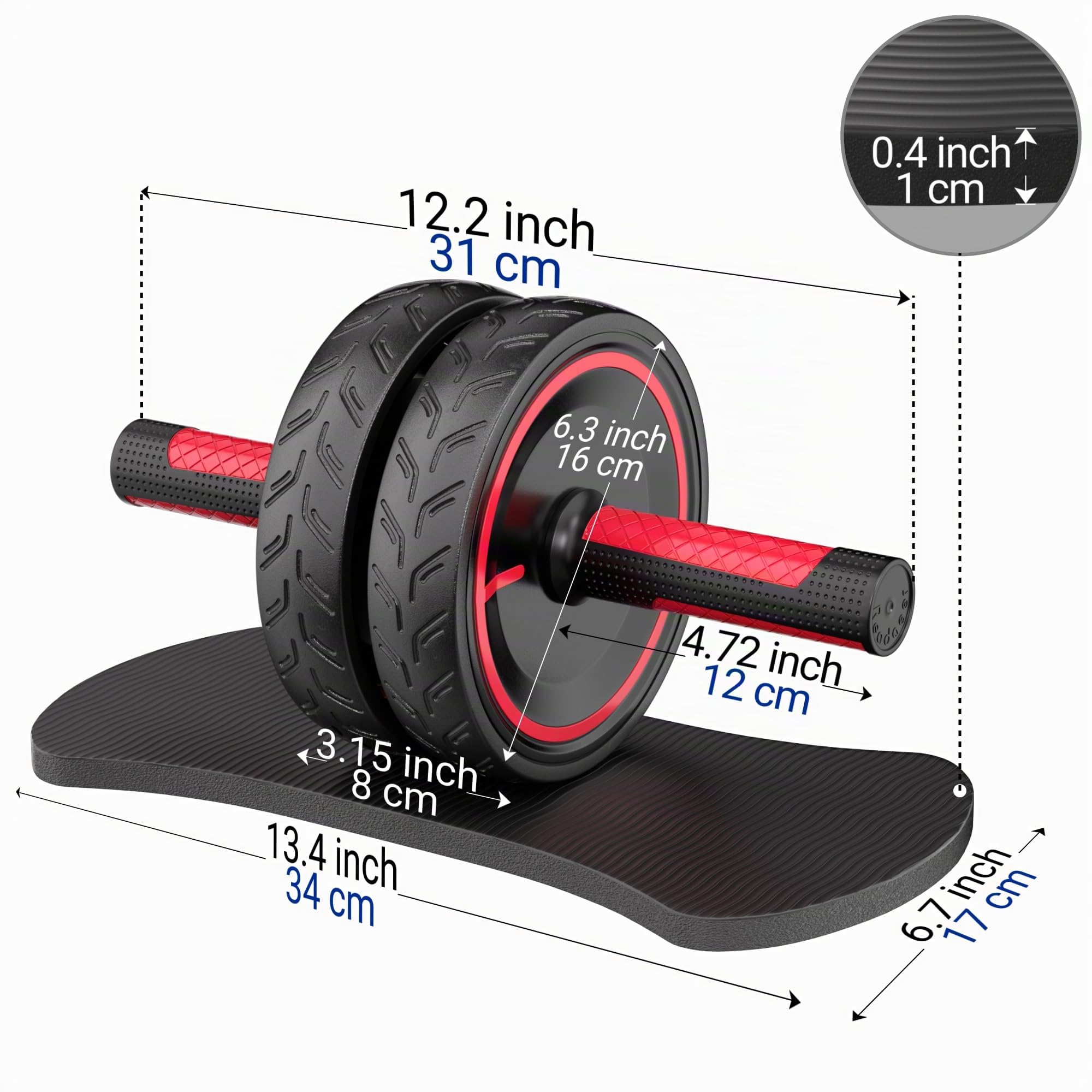 Roue Abdominale-AB Roller Wheel-Roulette Abdominaux-Rouleau Abdo, Abdos Musculation Appareil de Sport Fitness pour Exercices Abdominaux pour la Maison, la Salle de Sport, Le Fitness(Tapis Rembourré)