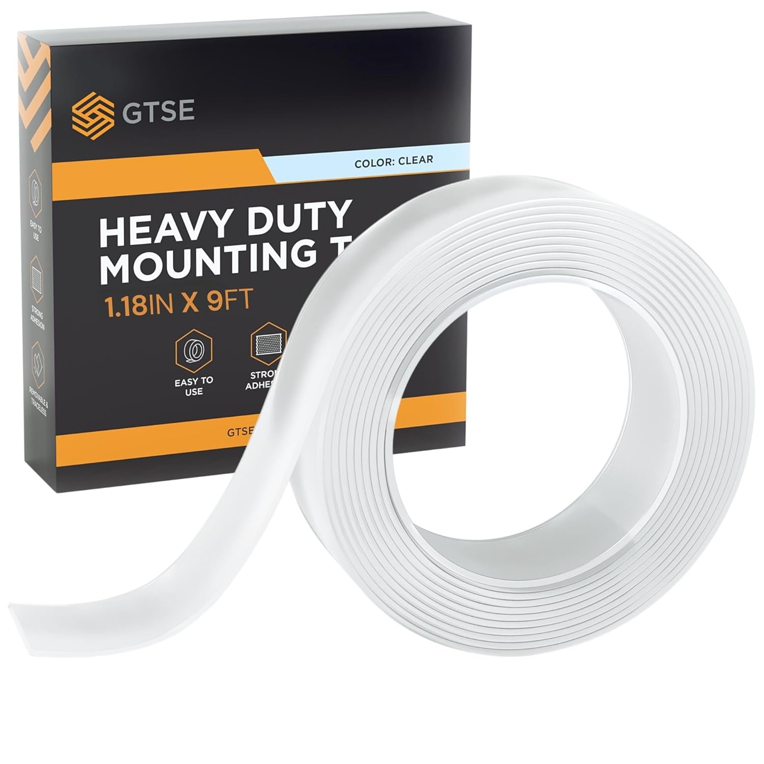 GTSE Double Sided Mounting Tape - Heavy Duty Adhesive 1.18in x 9ft Clear Nano Tape for Picture Hanging, Removable Sticky Pads, Posters, Wall Décor, Carpets, DIY Projects - 20 Rolls