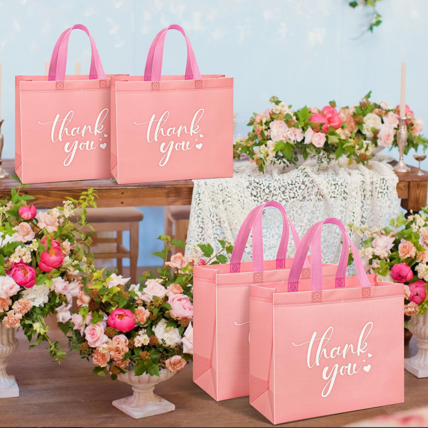 DECHISY 30Pcs Thank You Gift Bags, Large Reusable Gift Bags,Thank You Bags with Handles for Business, Shopping, Wedding, Baby Shower, Graduations, Party Favors (12.4x11x4.7Inch - Image 6