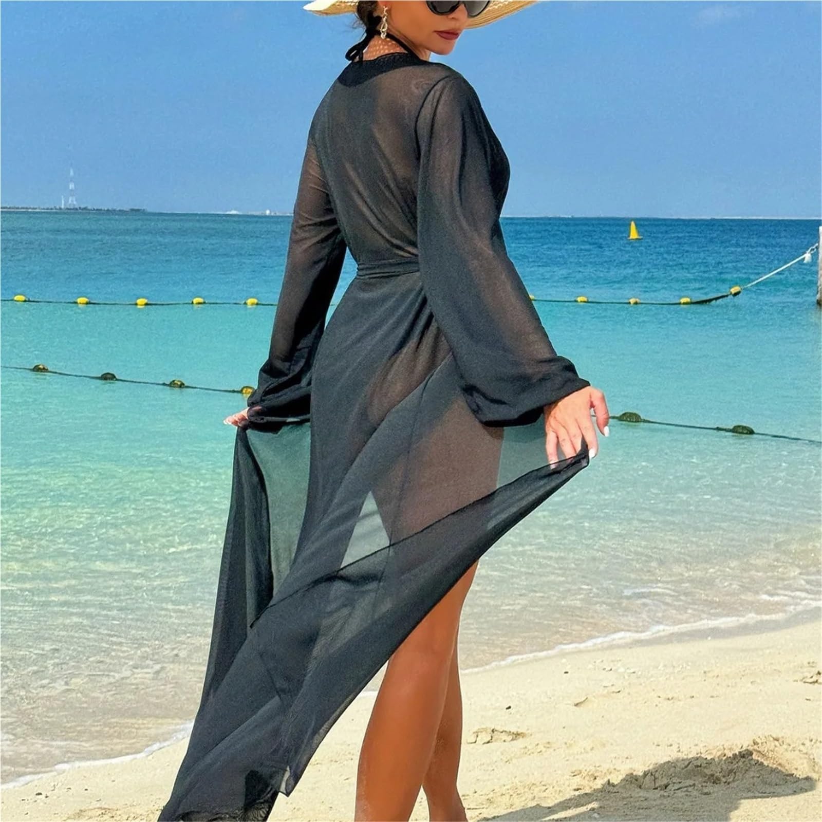 Copricostume Lungo in Chiffon Abito in Chiffon Copricostume da Donna Bagno Grembiule Spiaggia Lungo