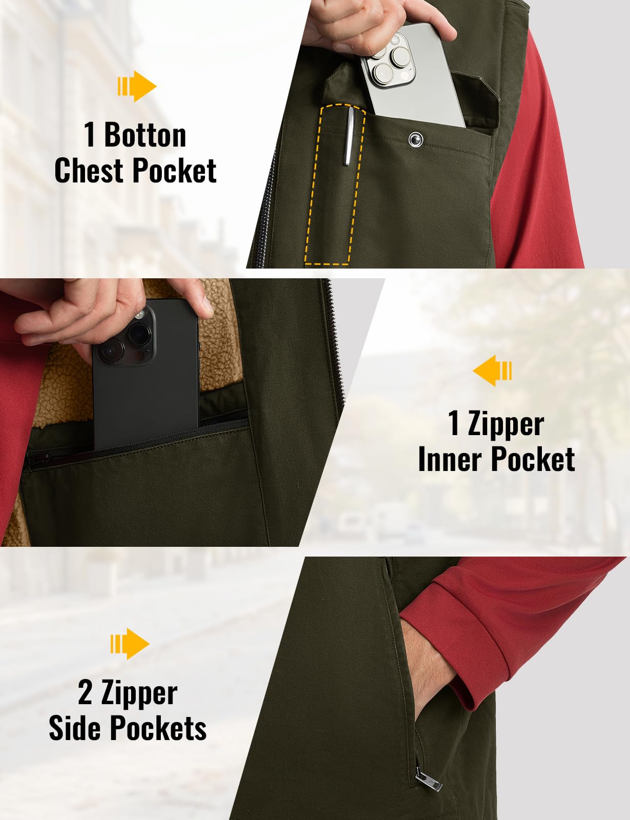 Rdruko Herren-Winterweste, Oberbekleidung, Sherpa-Futter, Fleece, warme Baumwolle, Arbeit, Freizeitweste