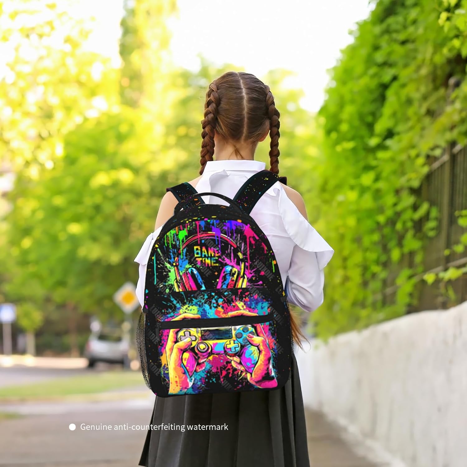Boys School Backpack Graffiti Gaming Backpack for Kids Game Print Bookbag for Children Elementary Middle School Backpack for Boys 8-12 - Image 4