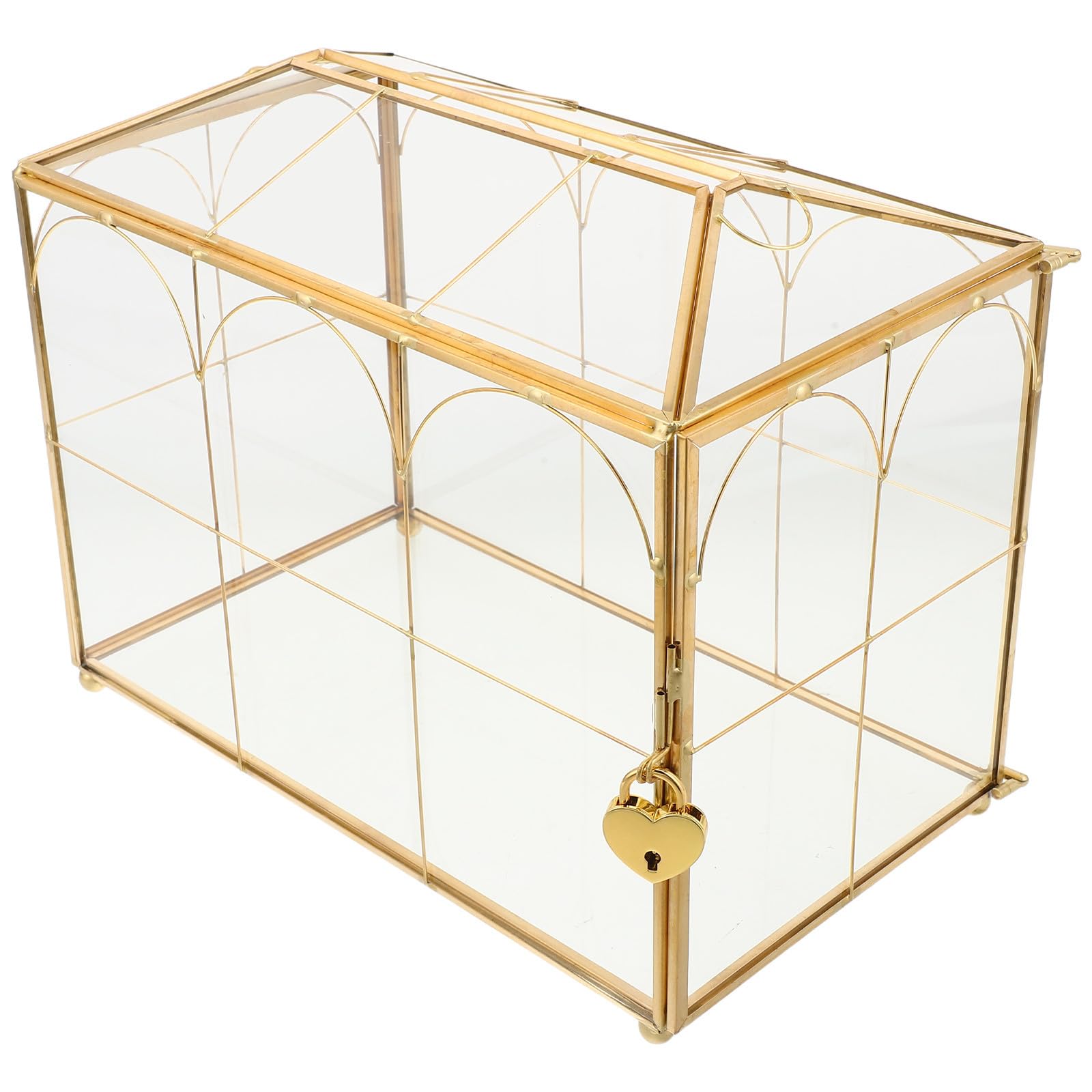 VALICLUD Hochzeitskartenbox aus Klarem Glas mit Schloss und Kartenschlitz Robuste Aufbewahrungsbox für Hochzeit Party Abschlussfeier Sichere Ordentliche Kartenablage Wiederverwendbarer