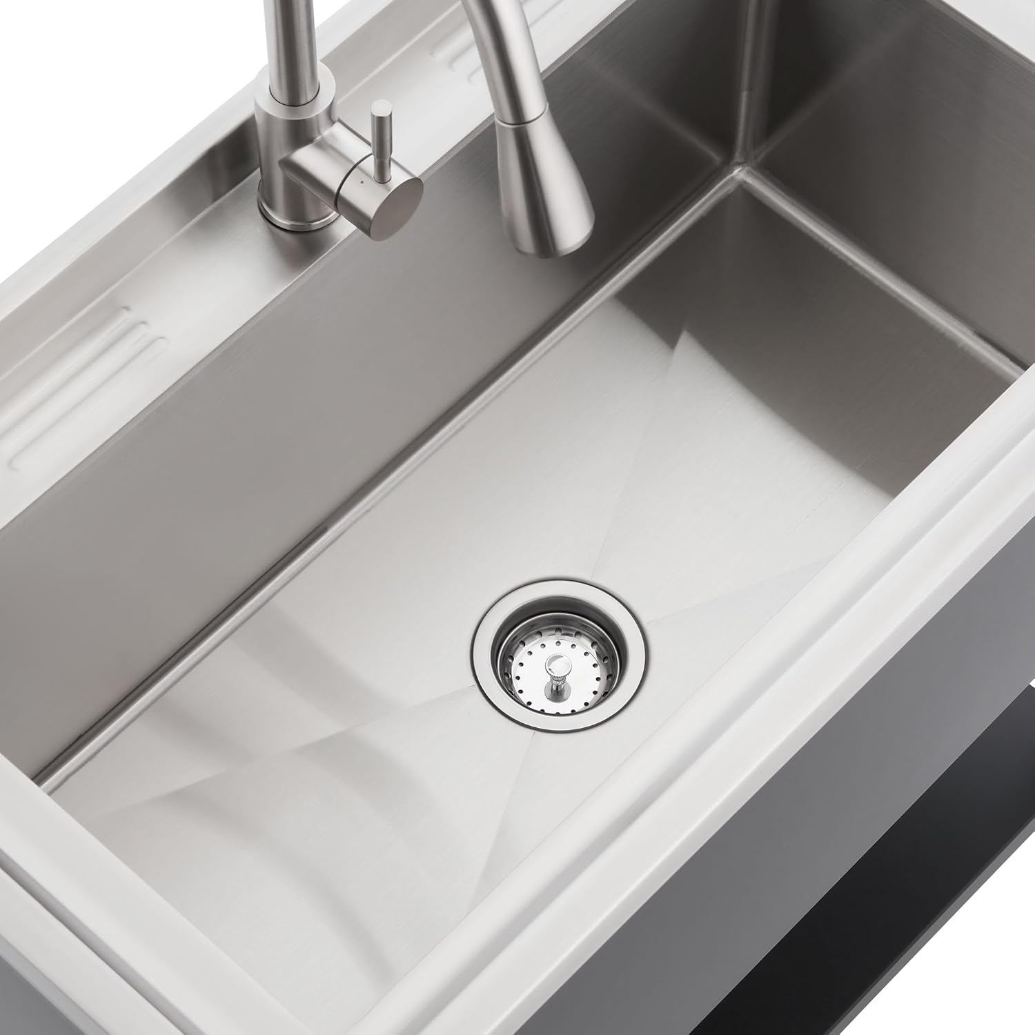 Stainless Steel Utility Sink, Oversized Freestanding Single Bowl Utility Sink with Pull-Out Faucet, for Garage, Laundry Room, Shop, NSF Certified, 36"W x 20"D x 50"H, Black