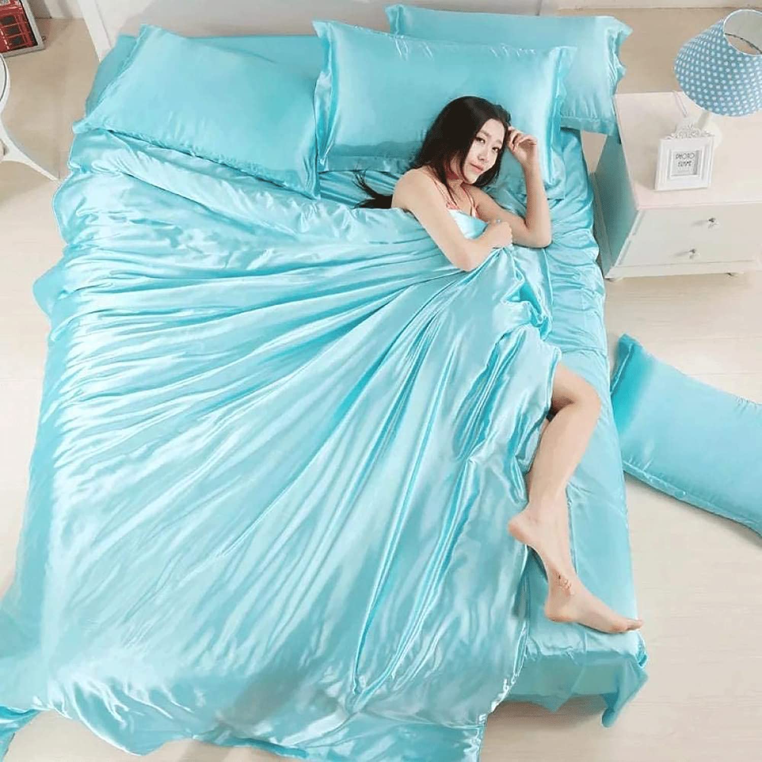 Ensembles de literie en soie de mûrier naturel Roi Color-01 : drap et housse de couette satin