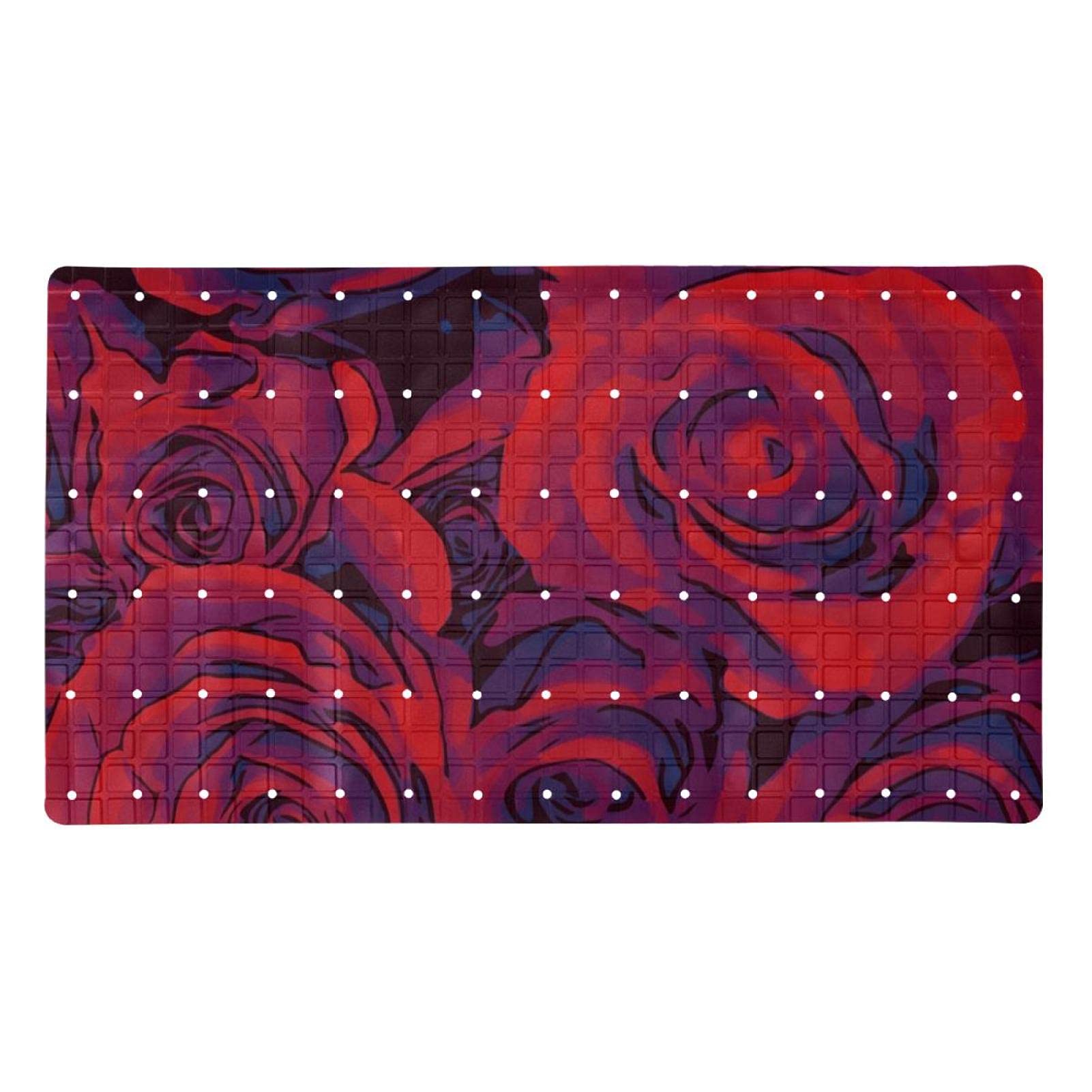 Tapis de salle de bain motif roses et ventouses pour douche sécurisée