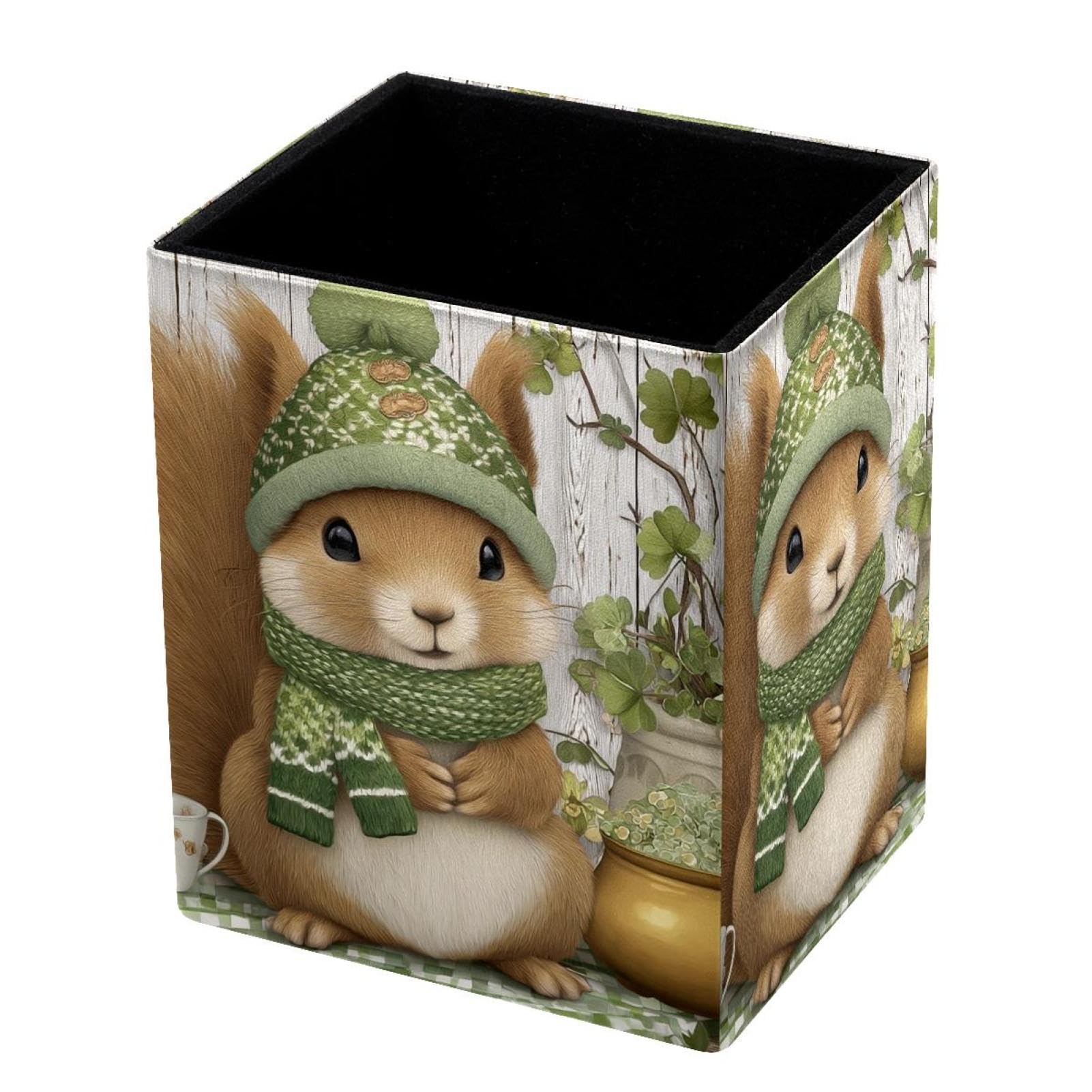 VAPOKF Pencil Holders for Desk, Cute Squirrel Printed Pen Holders Pen Pot Makeup Brushes Storage Desktop Stationery Supplies Organiser for Home Office