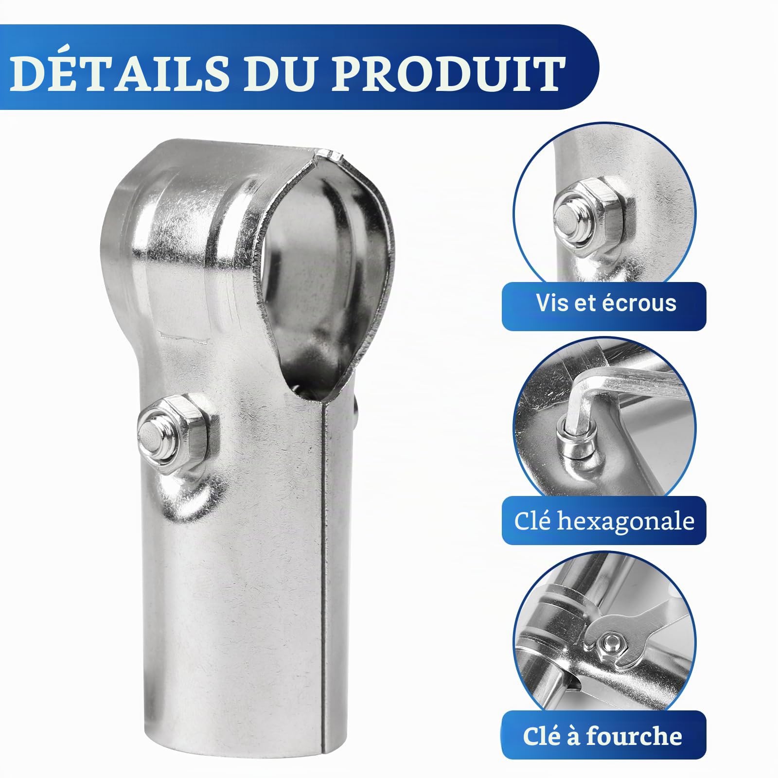 4 PCS Colliers de Serrage en T Inox 25mm, Raccord de Tuyau en T 25mm pour Tube en Aluminium, Tringle à Vêtements, Garde-Corps, pour Raccordement à Tube Rond