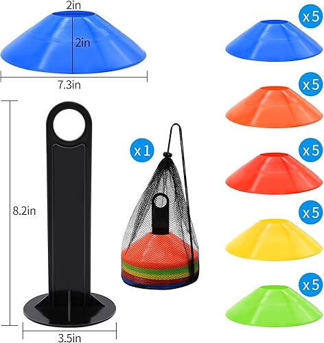 Miniatura 2 de Paquete de 2550100200 conos de disco, conos de fútbol de agilidad con bolsa de transporte y soporte, conos de fútbol para entrenamiento deportivo,