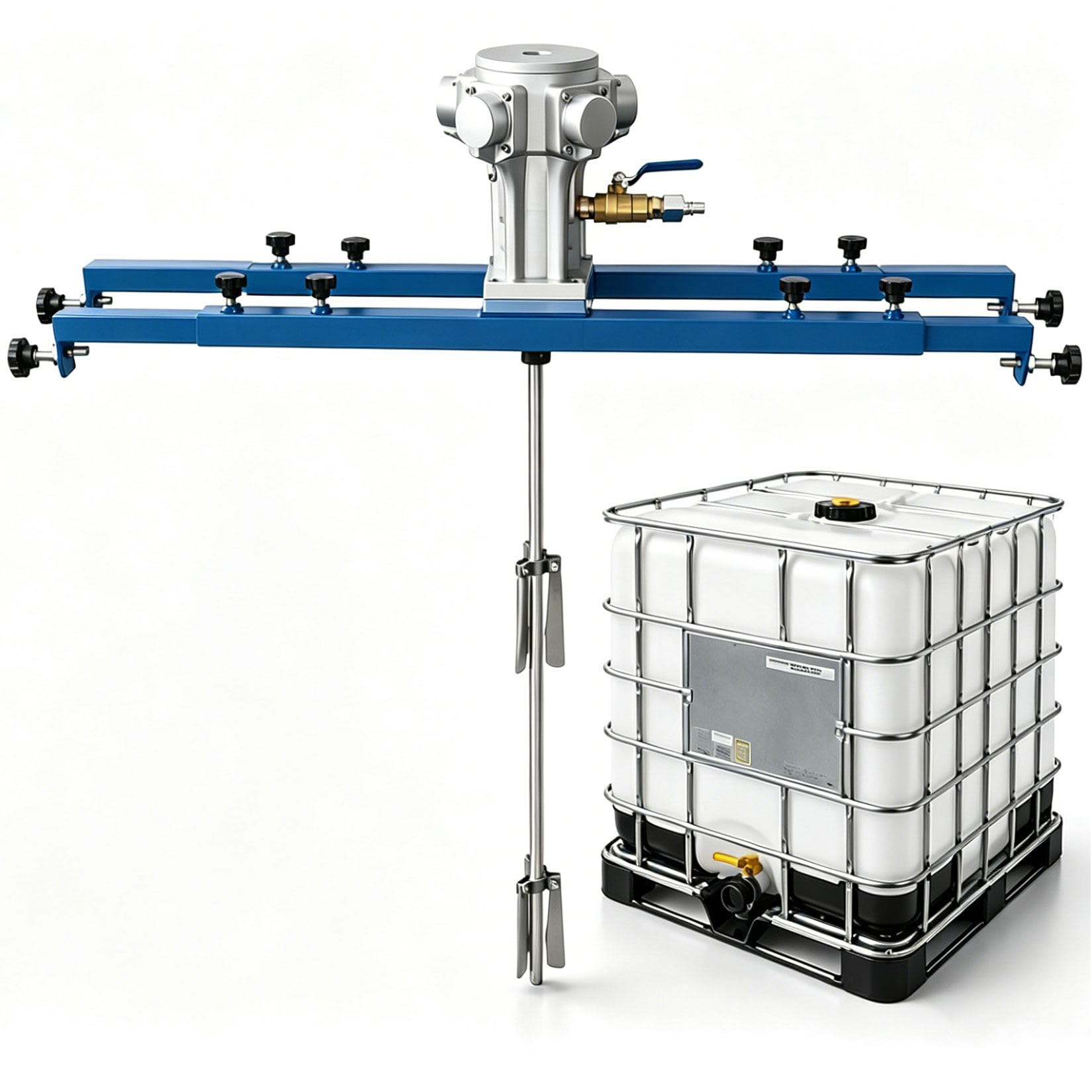 LXPINGMM IBC Air Agitator,265 Gallon Pneumatic Tank Mixer 1/2HP、3/4HP、1HP Paint Bracket Mixer for Medium & High Viscosity Solutions,with Stainless Steel Folding Propeller A-Large5Cylinder