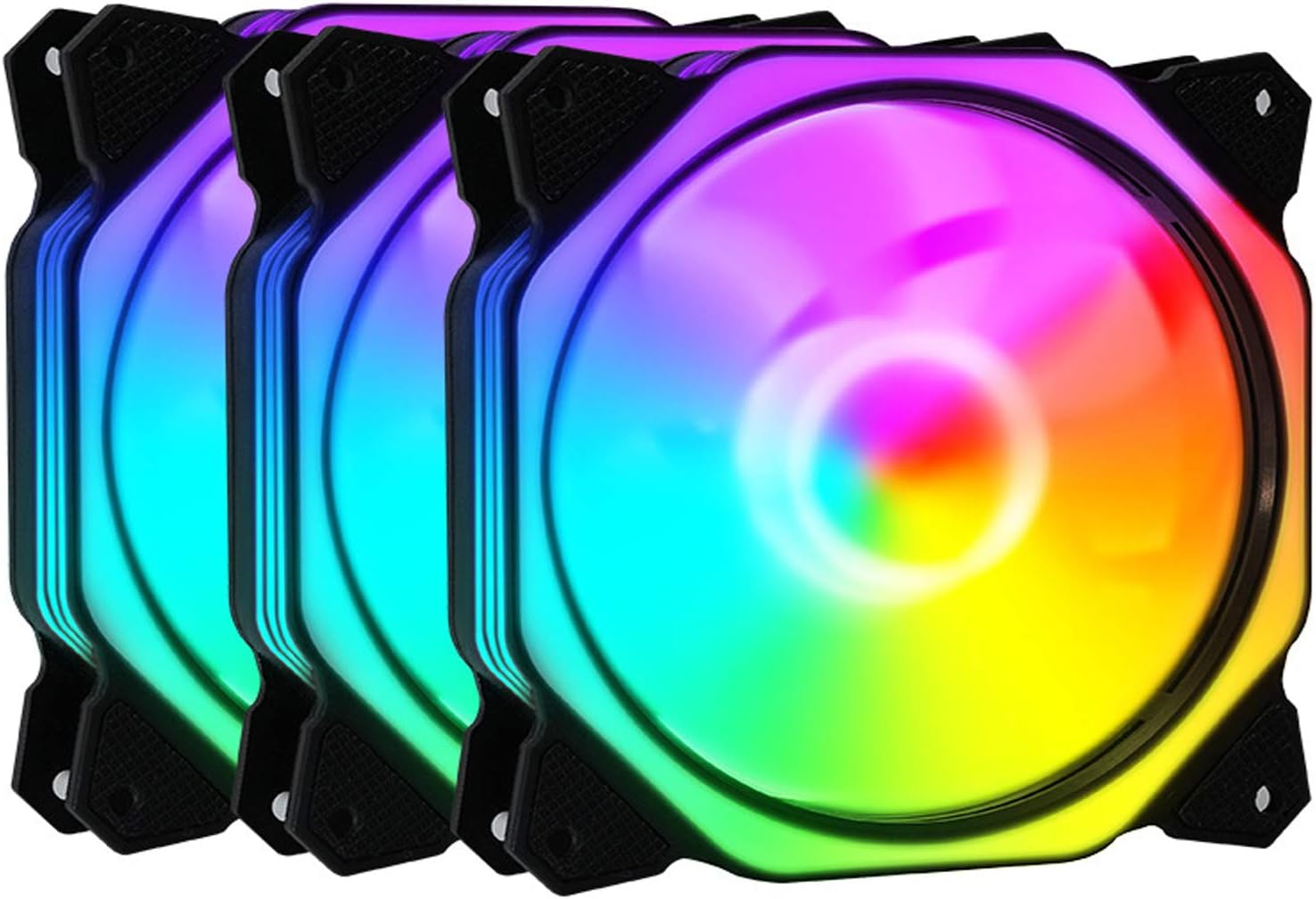 AccLoo RGB Case Fans, Radiator Cooler PC Case Cooling Fan for 120MM 3pin Quietly, Easy Install Cooler Cooling Computer Fan, Fans & Cooling, Colorful (1 Pcs)