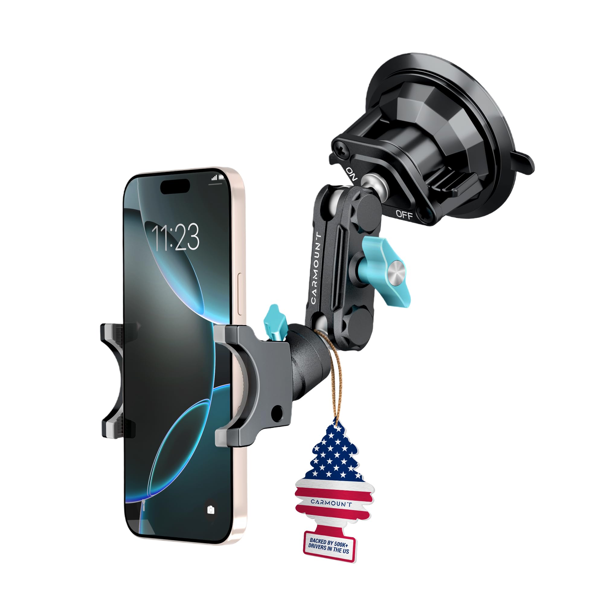 CARMOUNT TitanX100 Suction Cup Phone Mount for Car Truck Heavy Duty Metal Phone Holder Windshield Phone Mount for