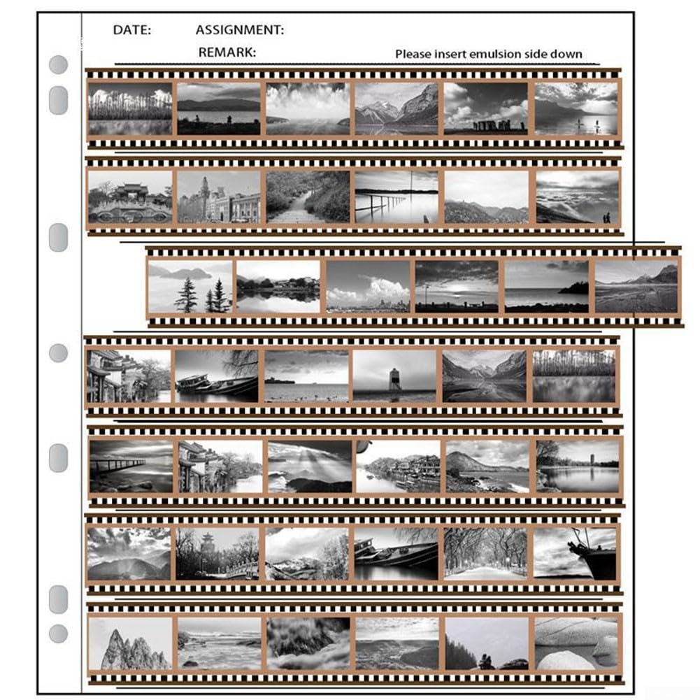 50 piezas de páginas de archivo negativo, conservadores de diapositivas de película de color blanco y negro sin ácidos para páginas, almacenamiento de archivos para páginas para carpetas de anillos