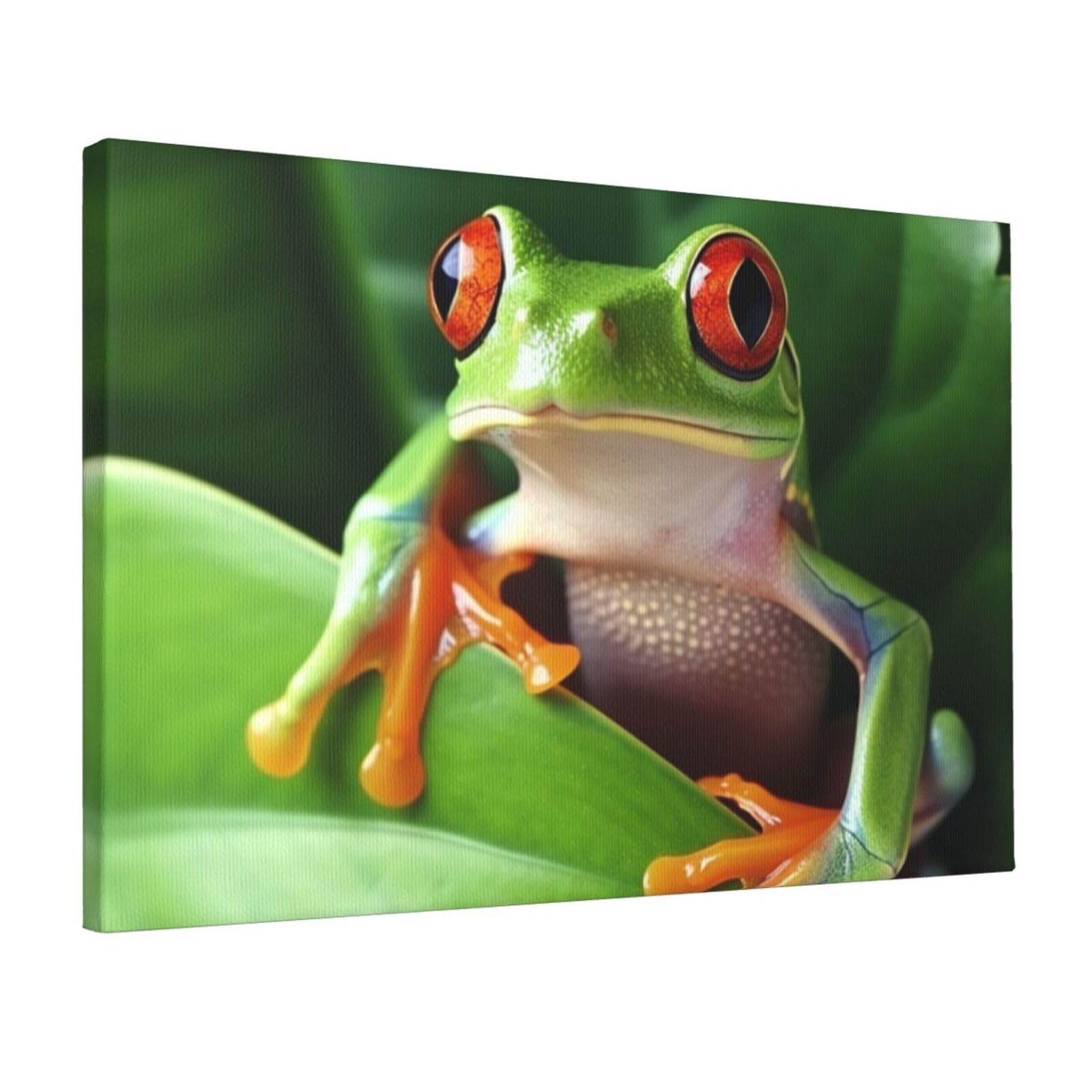 Canvas Wall Art for Living Room Wall Decor 12"x18" Modern Artwork Painting Pictures Hanging Canvas Prints Cute Frog Aesthetic Wall Art for Bedroom Bathroom Office Wallart Decor