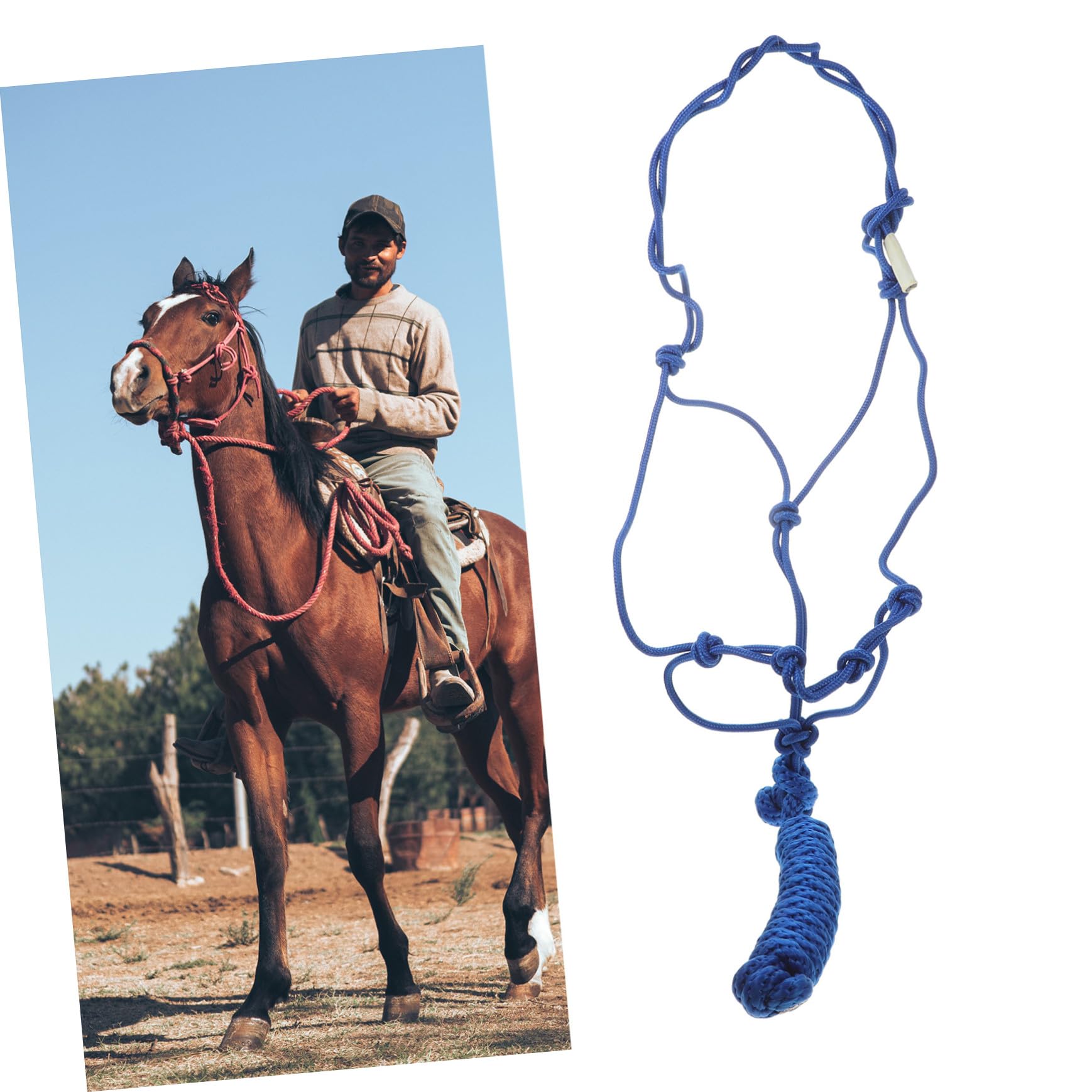 Cabestro de Cuerda Trenzada para Caballos, Azul, de Tela
