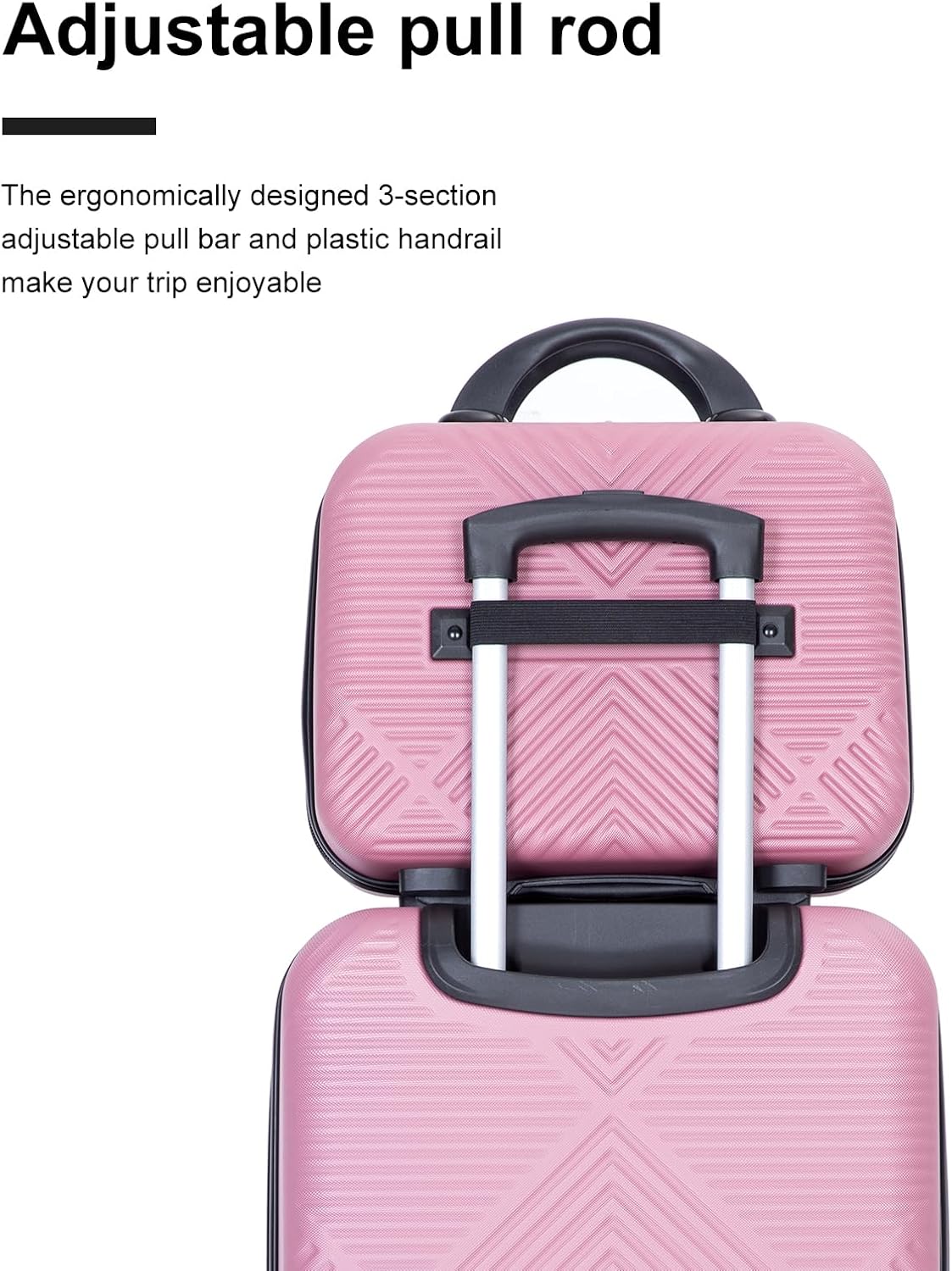 2 Piece Carry on Luggage Set, Airline Approved 20 Inch Luggage with Cosmetic Case HardShell Suitcase with Spinner Wheels, Lightweight Durable Hardside Suitcases Set, Pink - Image 9