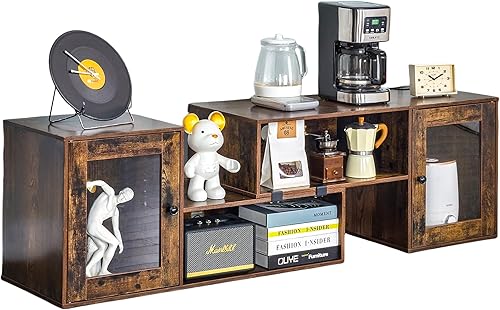 Miniatura 9 de VECELO Soporte de TV LED para televisores de hasta 70 pulgadas, moderno centro de entretenimiento con consola de almacenamiento multimedia con 23