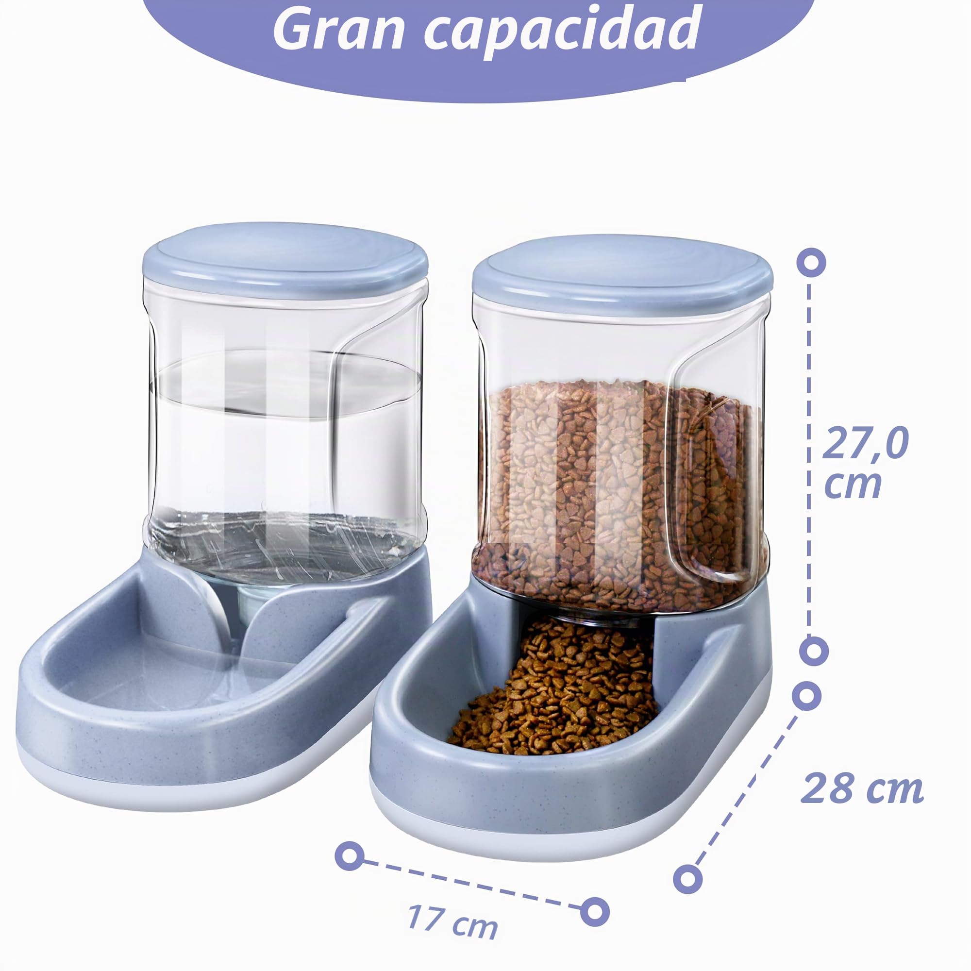 Dispensador de agua para mascotas 2 en 1 y dispensador automático de alimentos para perros y gatos pequeños y medianos, 3,8 l