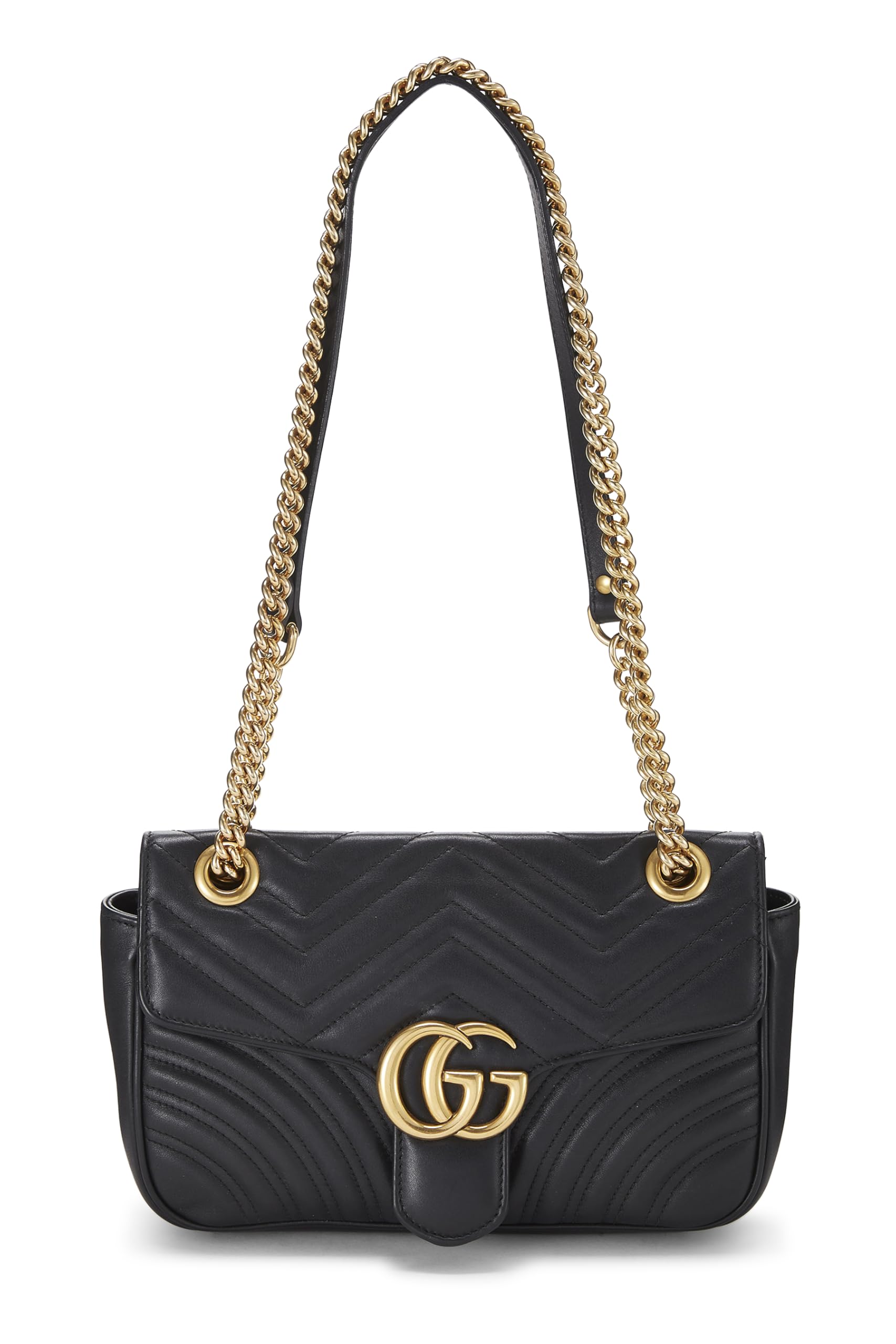 Pre-loved Black Leather GG Marmont Shoulder Bag Small, Black
