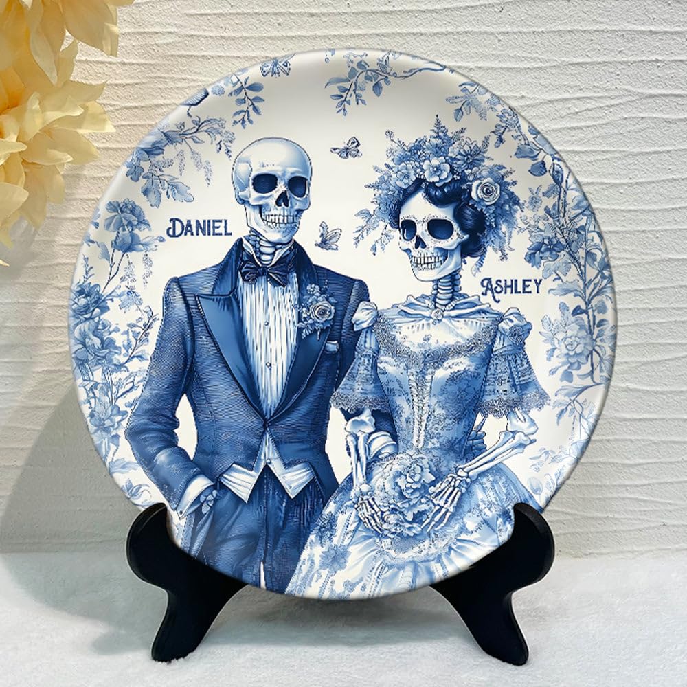 Ozonthu Till Death Do Us Part - Personalized Couple Ceramic Round Plate, Couple Bride & Groom Wedding Gift, Anniversary, Kitchen Decor