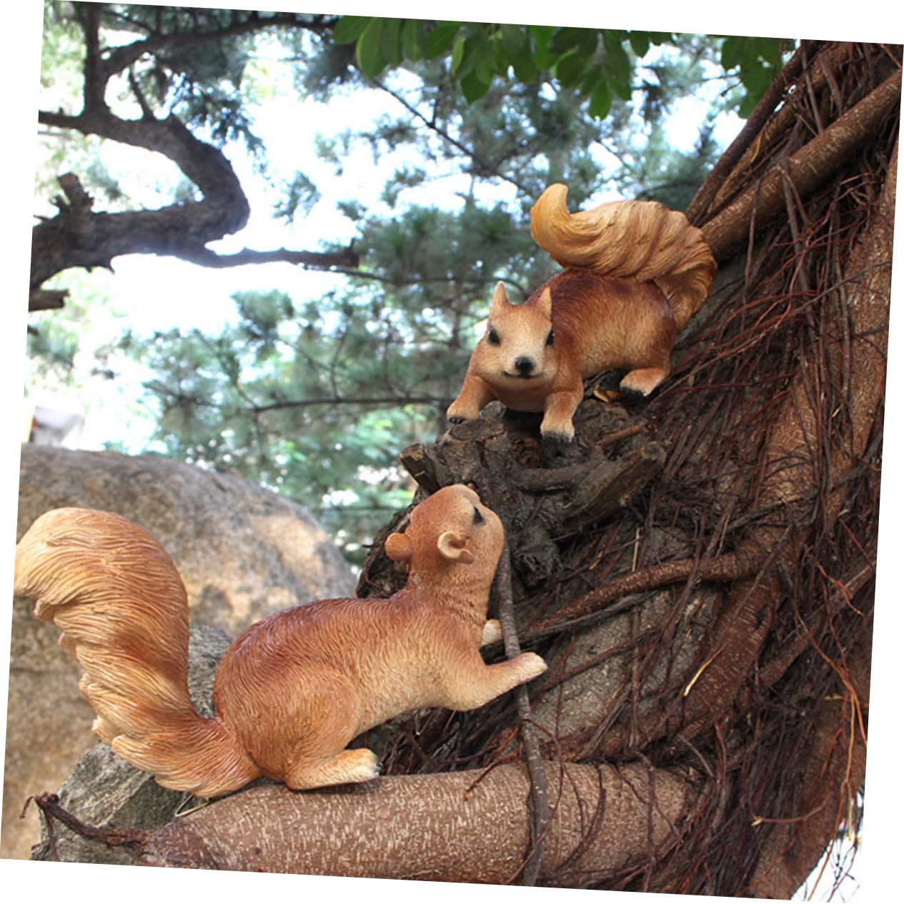 Eichhörnchen Dekor aus Kunstharz 2 Stück für Garten und Zuhause