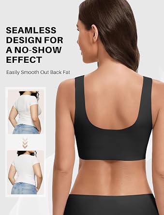 Avidlove Women's Comfy Pullover Wireless Bra Seamless Bralettes No Underwire T Shirt Wirefree Wide Straps Sleep Everyday Bras Black