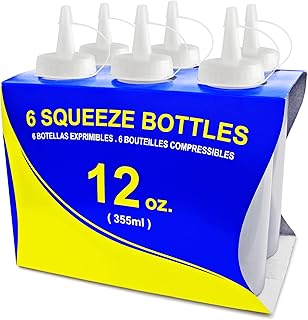 Sponsored Ad - New Star Foodservice 26146 Squeeze Bottles, Plastic, 12 oz, Clear, Pack of 6