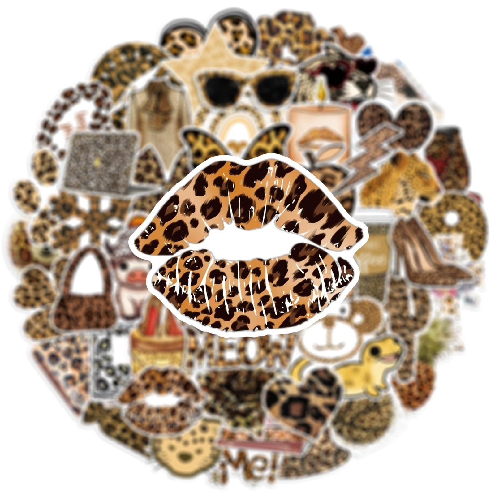 Leopard Aesthetics Stickers for Laptop(50 PCS),Gift for Children Teens Adults Girl Boys,Leopard Y2K Waterproof Stickers for Skateboard,Scrapbook,Bike,Phone,Computer,Luggage Water Bottle Guitar - Image 3