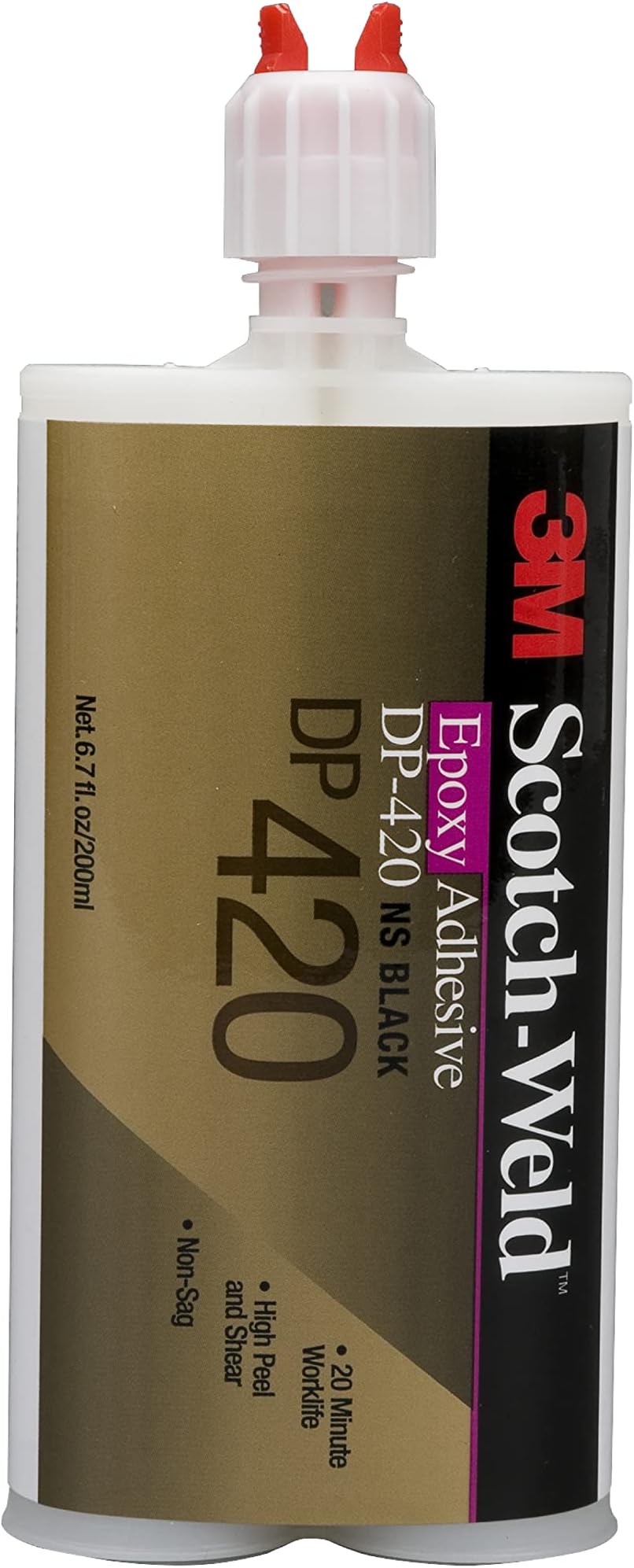 3M Scotch-Weld Epoxy Adhesive DP420, Black, Two-Part Epoxy Structural Adhesive, High Impact, Fatigue Resistant, Maintains Bond Strength, 200 mL (6.76 fl oz) Duo-Pak