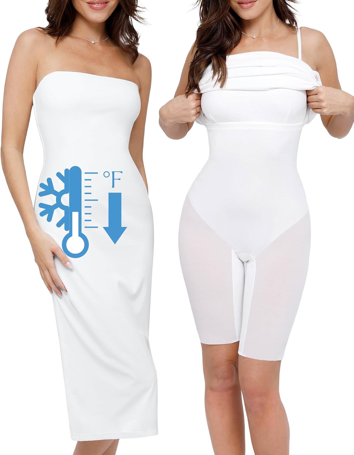 Popilush Bachelorette Dress Maxi Shapewear Dress Long Dresses Built-in Bra Strapless Bodycon Tube Wedding Guest