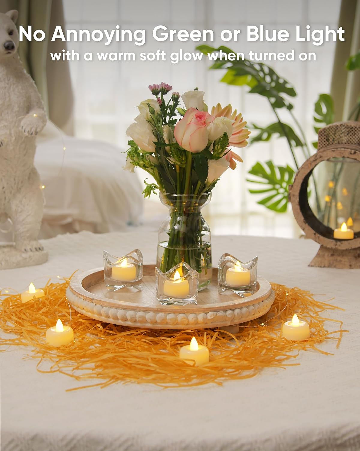 AMAGIC 12 Pack Battery Operated Flameless LED Tea Lights Candles Electric - Mise en situation et utilisation
