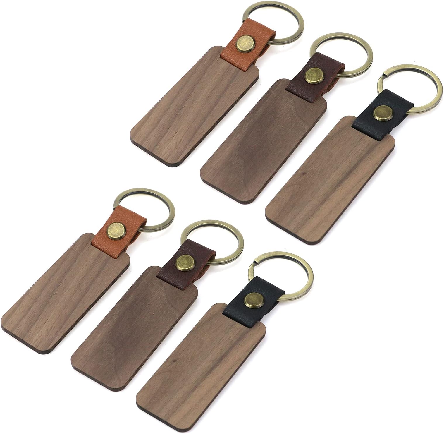 WDONAYWood Metal Leather Keychain