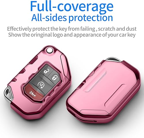 Miniatura 3 de Tukellen Funda para llavero Jeep de alta calidad, suave, de protección completa, compatible con Jeep 2020 2021 Gladiator JT Sahara JLU 2018-2021