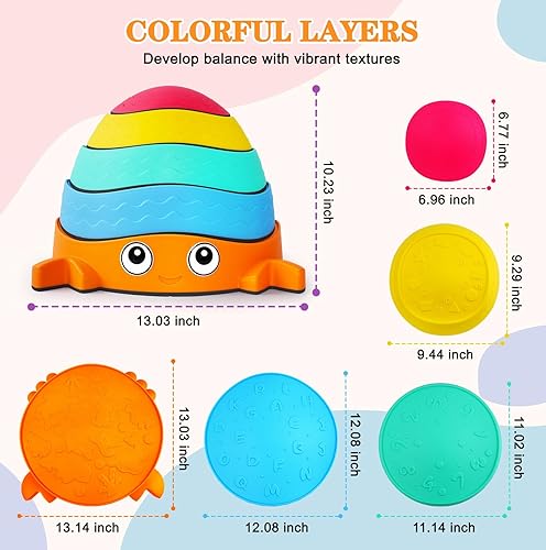 Miniatura 6 de Crabs Balance Stepping Stones, 5 piezas antideslizantes para niños pequeños, divertidos juguetes sensoriales para niños pequeños, ejercicio sentido