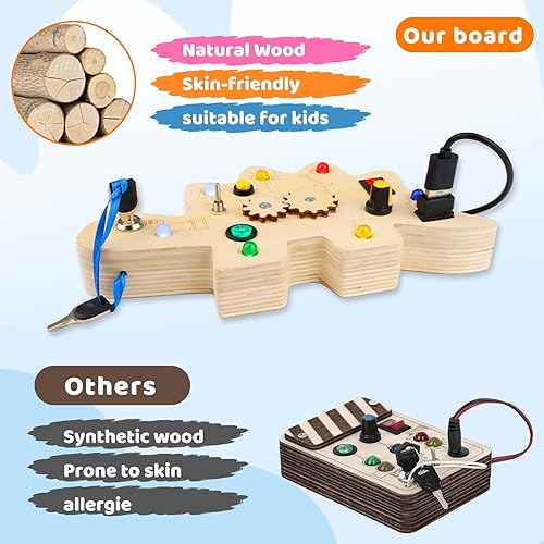 Miniatura 4 de Montessori - Tablero de actividades de viaje de madera para bebés de 1, 2, 3, 4 años, aprendizaje temprano, dinosaurio de madera sensorial con