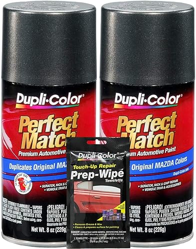 Miniatura 1 de Dupli-Color - Pintura automotriz de mica de grafito metálico compatible con vehículos Mazda, 8 onzas, paquetes con toallitas de preparación (3