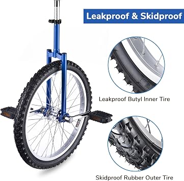 WinSpin 20 Inch Wheel Unicycle Circus Bike Leakproof Butyl Tire Wheel Cycling Outdoor Sports Fitness Exercise Health Blue