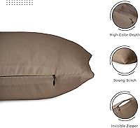 Vista 4 de Encasa XO Juego de 2 fundas de almohada de 12 x 12 pulgadas, color beige, sin rellenos, fundas de almohada de algodón para sala de estar, cama