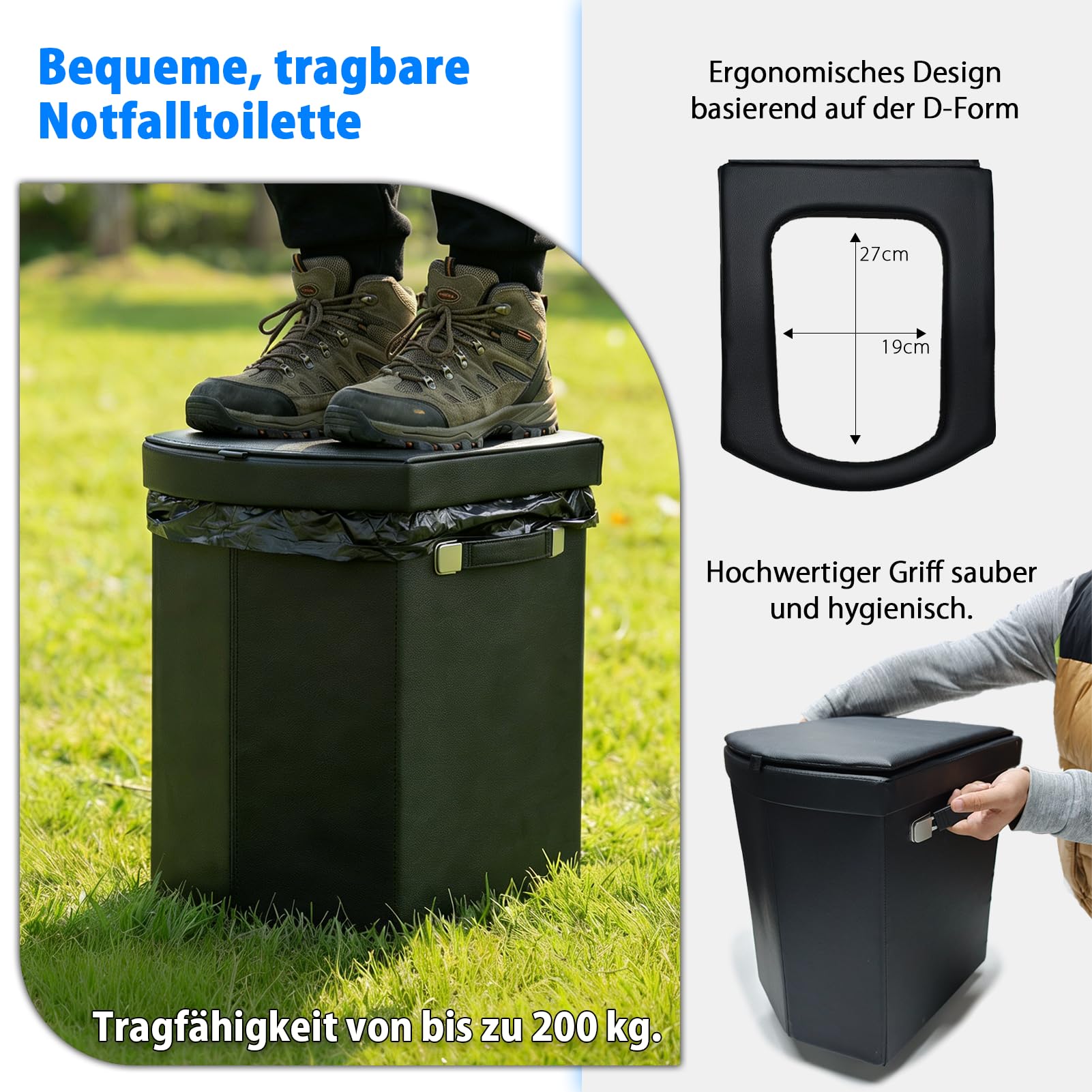 WETCEAOM Campingtoilette, Mobile Toilette, Trenntoilette, Tragbare Toilette für Draußen oder Drinnen,faltbares Töpfchen für Autocamping