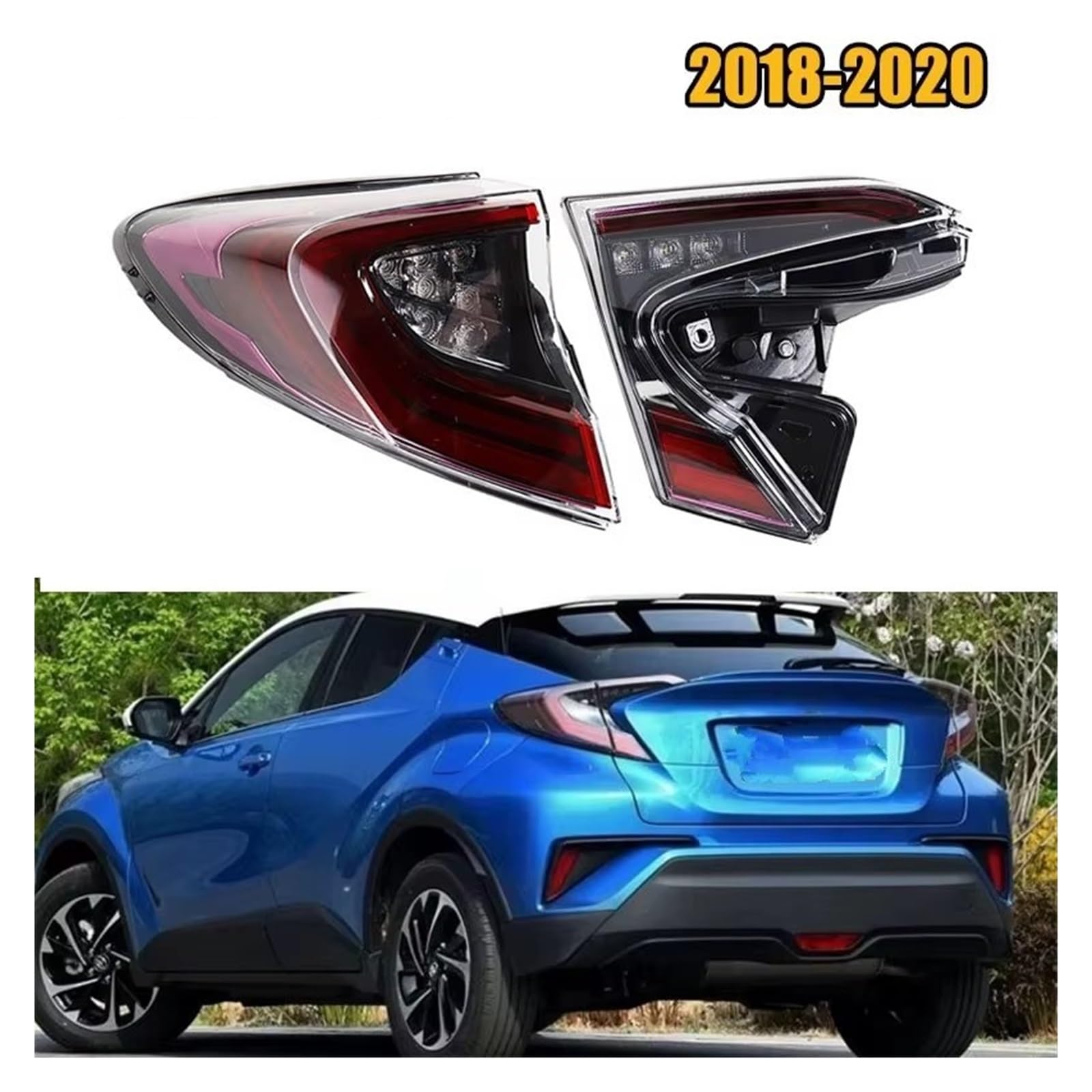 Fanale Posteriore per Toyota per C-HR per CHR 2018-2020 LED Auto Fanale Posteriore Gruppo Freno Luci Arresto Lampada Luce Stop Posteriore(Sinistra Interna)
