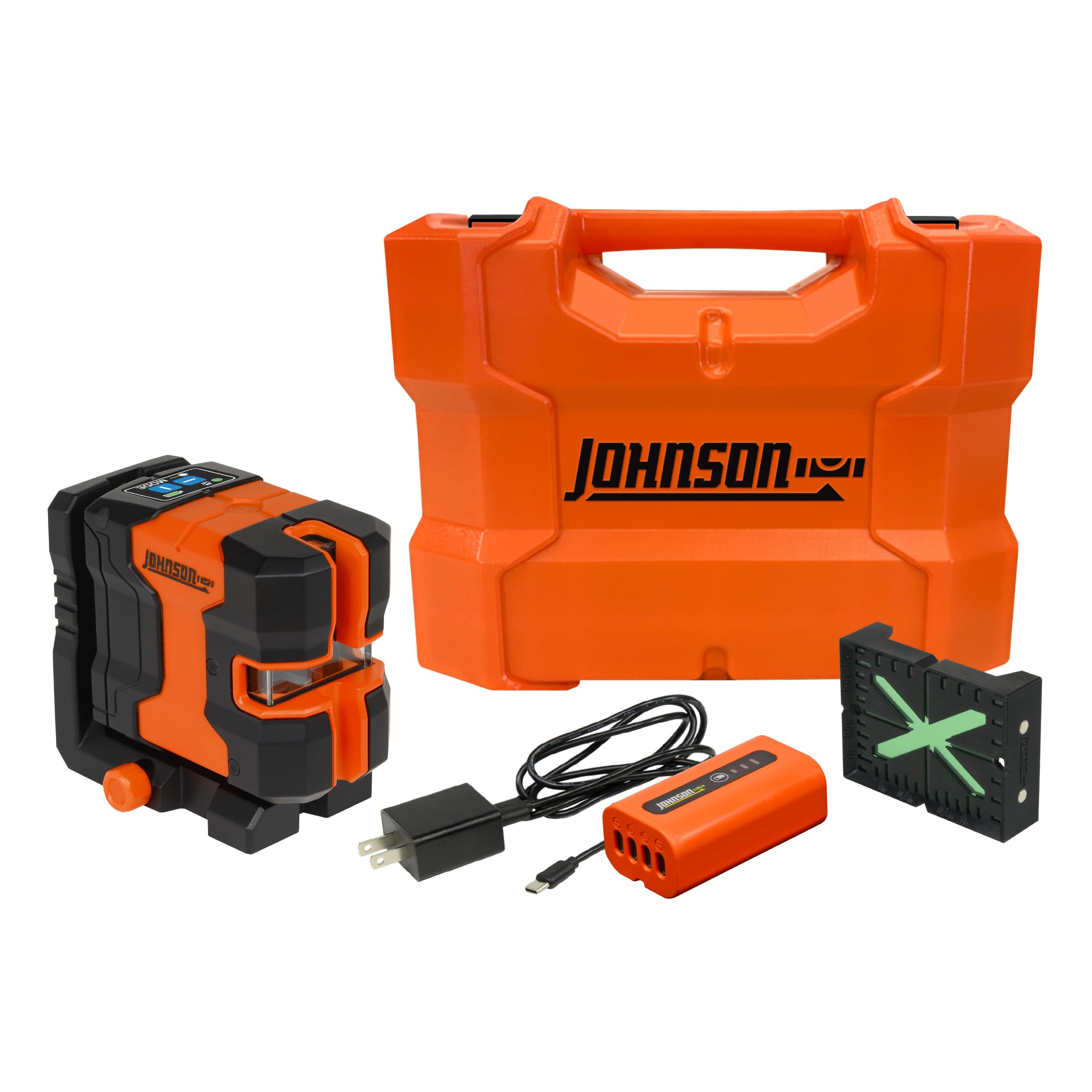 Johnson Level &amp; Tool JLN300-GNCL Laser Level, Self-Leveling Cross-Line Laser with GreenBrite® Technology, Magnetic Base, Hard-shell Carry Case, Lithium Ion Battery, Magnetic