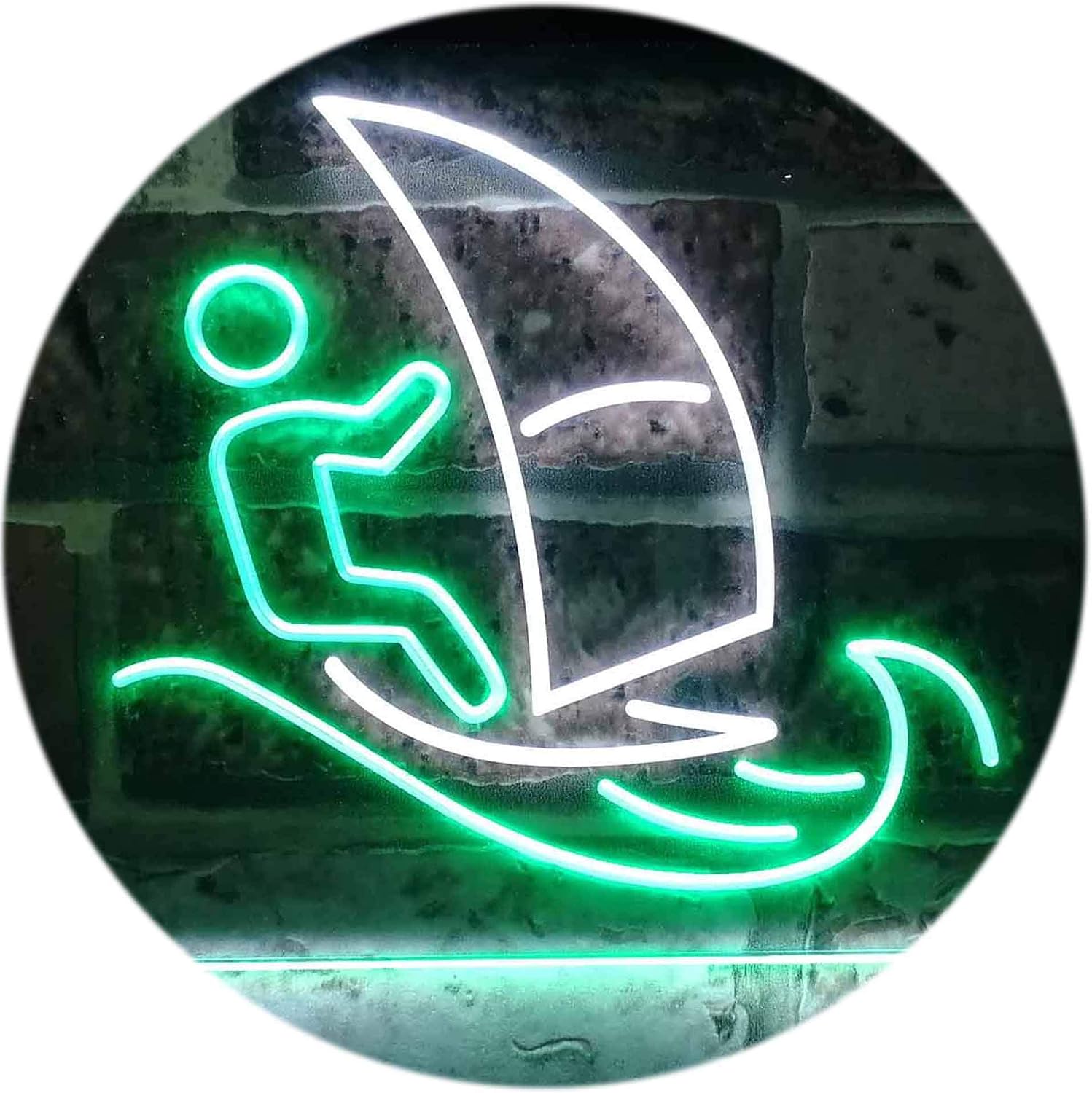 ADVPRO Born to Surf Windsurf Sport Dual Color LED Neon Sign White & Green 24" x 16" st6s64-i3169-wg