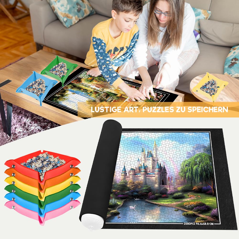 Joycabin Mata do puzzli - przenośna mata rolowana na 1000, 1500, 2000 elementów - dywan do przechowywania i transportu puzzli