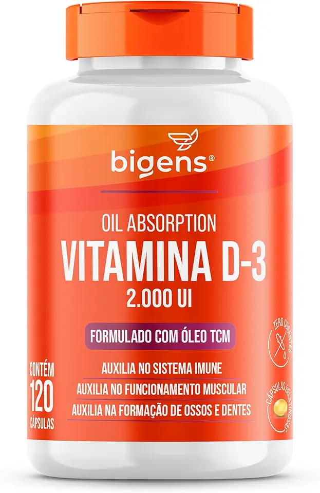 Vitamina D3 2000ui, Softgel, Em Óleo Tcm (mct), Bigens (Unidade) (120 Cápsulas)