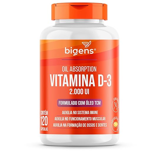 Bigens Vitamina D3 2000ui Em Óleo TCM (MCT) Softgel 120 Cápsulas