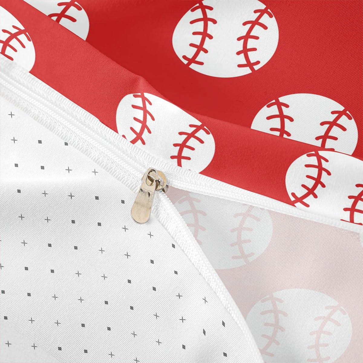 Homewish Zestaw pościeli baseballowej z podwójnym łóżkiem dla dzieci nastolatków dorosłych, czerwona poszewka na kołdrę do baseballu sportowa poszewka na kołdrę sportowe zestawy łóżek do gry
