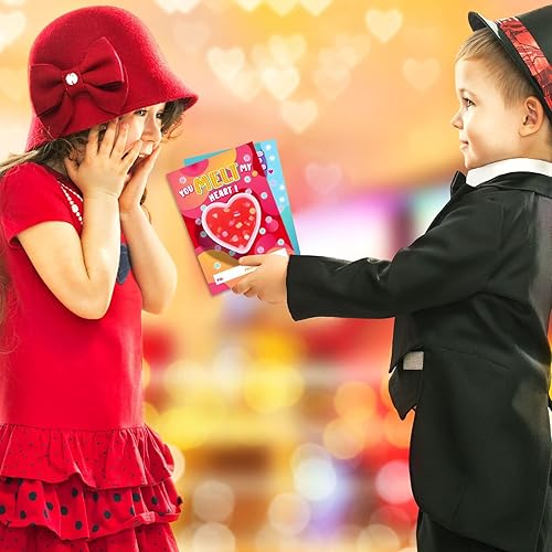 Miniatura 5 de OCHIDO Tarjetas del día de San Valentín para niños, 30 juegos de limo en forma de corazón con tarjetas de felicitación de San Valentín, regalos de