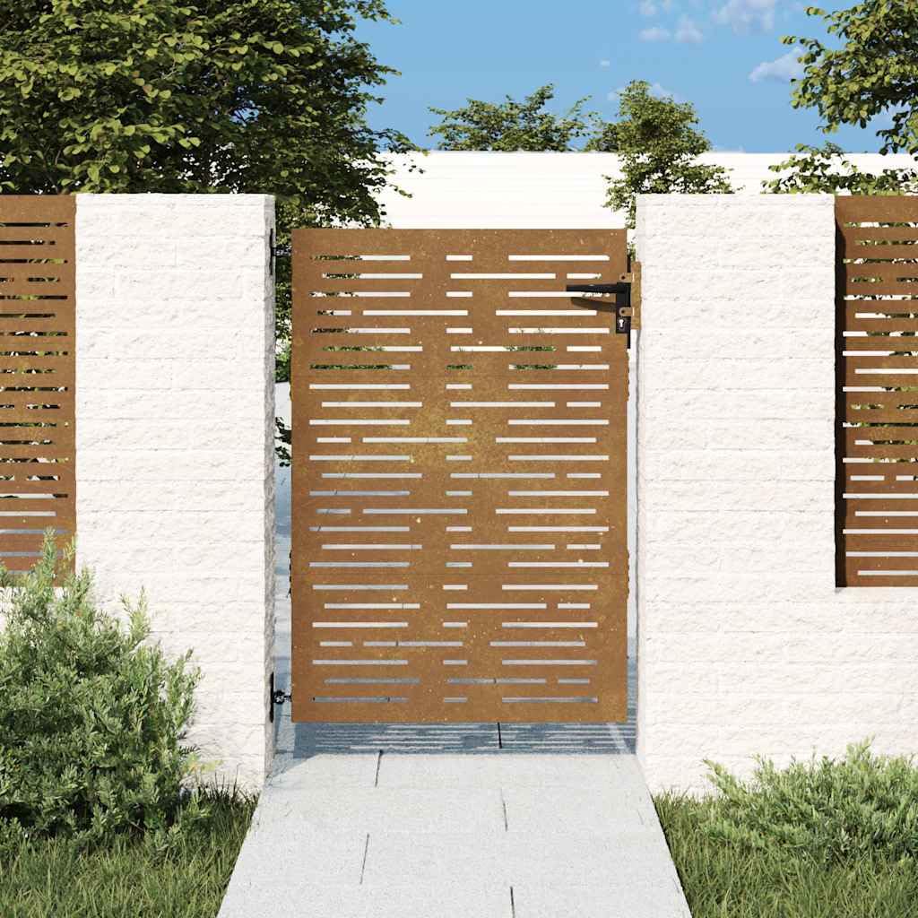 Cancello da giardino 85x150 cm Acciaio Corten Design Quadrato