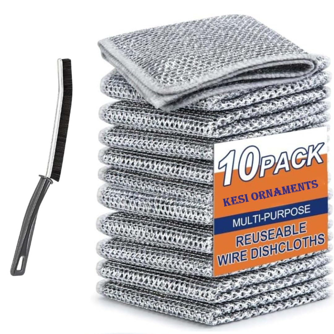 Kesi Non-Scratch Wire Dishcloth & Gaps Cleaning Brush, Multipurpose Wire Dishwashing Rags for Wet and Dry, Easy Rinsing, Reusable, Wire Cleaning Cloth for Kitchen, Sinks (Pack of 10,1 Gap Brush) (B0D4VDXBYB) Amazon Price History, Amazon Price Tracker
