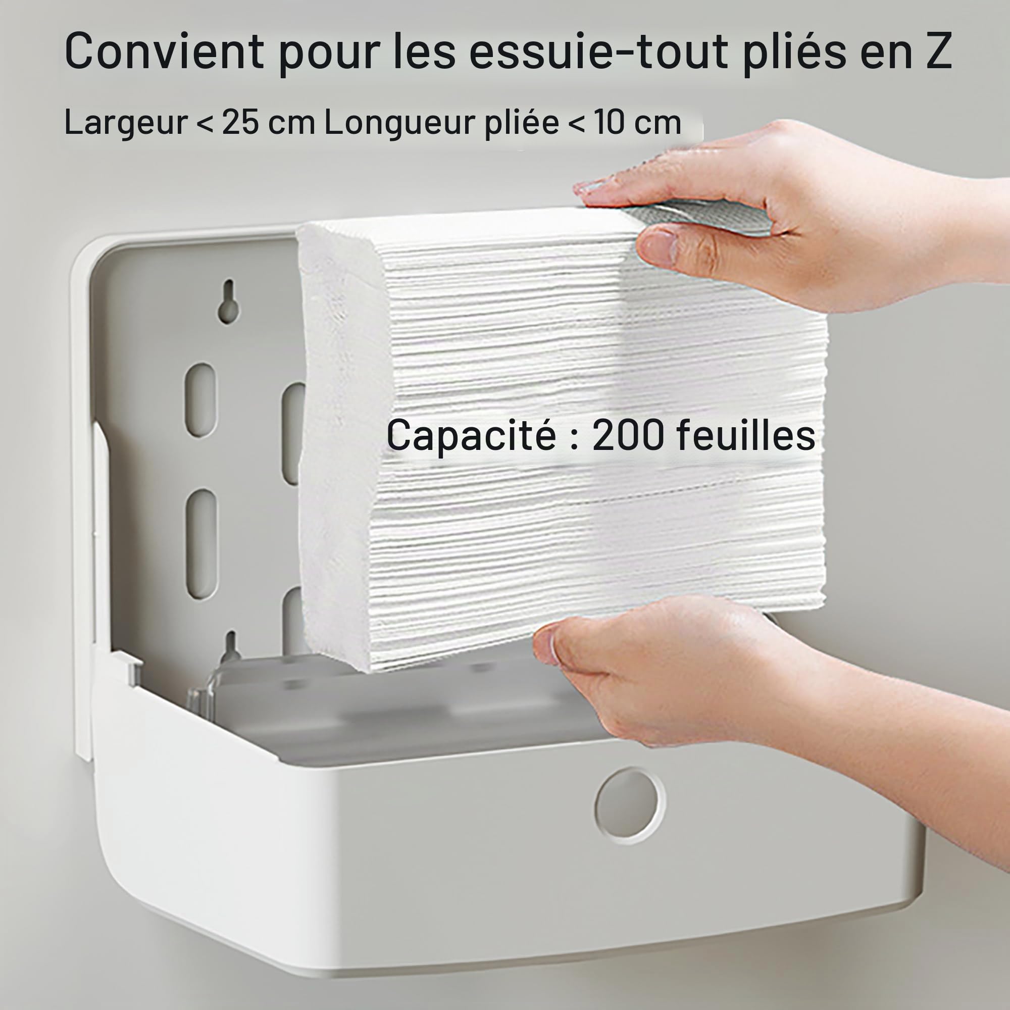 NICEME Distributeur de Serviettes en Papier, Support Mural Commercial, Adapté aux Maisons, Bureaux, Hôtels et Installations Commerciales, Blanc
